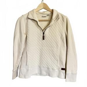 L.L. Bean Long Sleeve Quilted 1/4 Zip Pullover Cream Color Women’s Small Petite